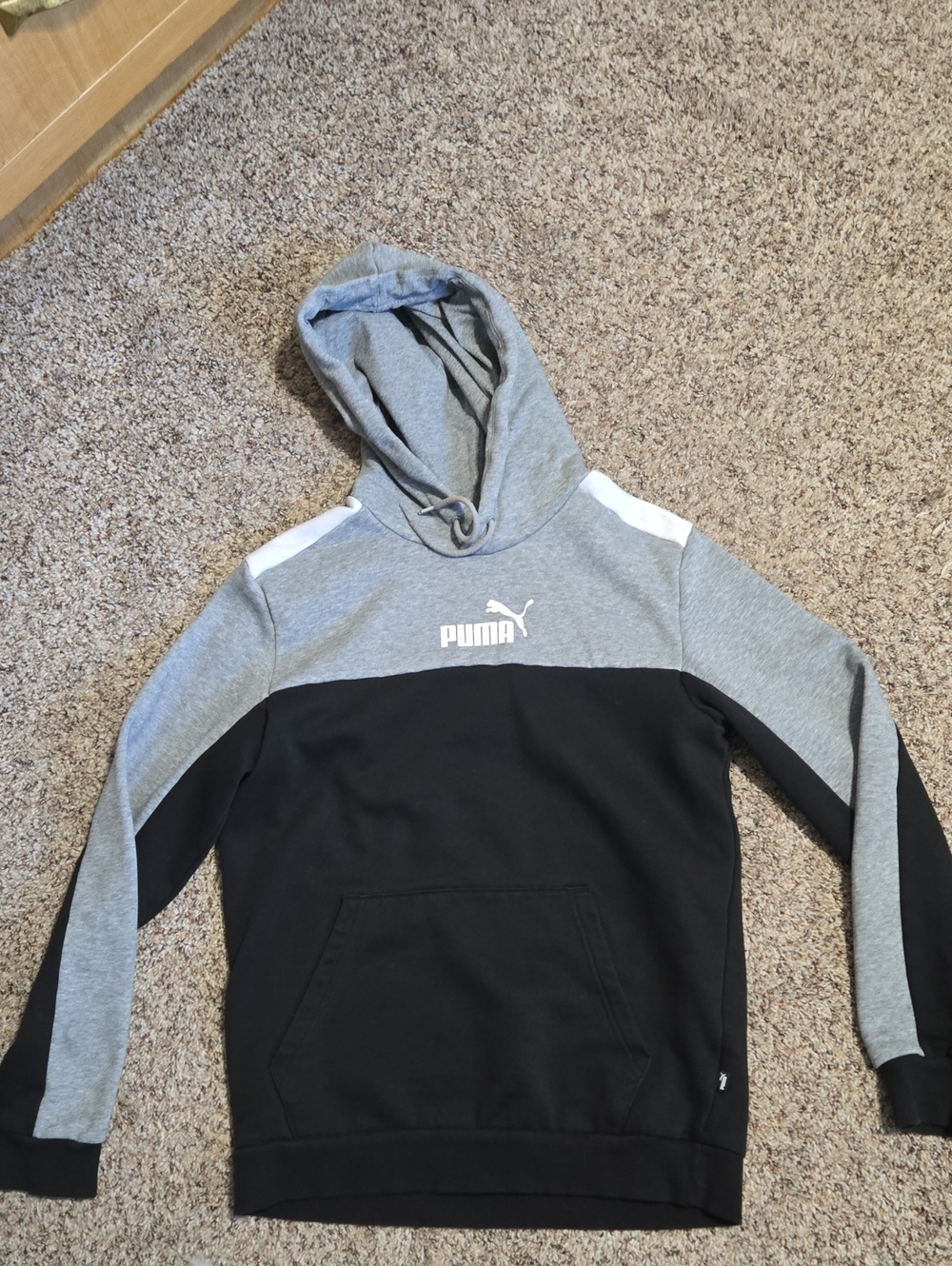 Puma Gray and Black Colorblock Pullover Hoodie